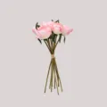 Detailed view of the 9-head artificial pink peony bud bouquet with realistic silk texture - Light Pink