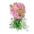 Eleganter Kaskaden-Brautstrauß mit rosa und lila künstlichen Rosen für die Hochzeit - 241g Packung / Rosa