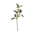 Lifelike artificial holly leaf stem with clusters of pink berries for Christmas decor - 1 Piece / Light Red Berry White Edged Holly / 25cm