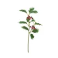Artificial Christmas holly branch with vibrant red berries and variegated green leaves - 1 Piece / Red Berry White Edged Holly / 25cm