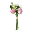 Detailed view of an artificial hand-tied bouquet with pink roses and white camellias - 39cm / Light Purple
