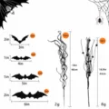 Halloween Glitzer Fledermaus Zweige Groessentabelle Set, dekorative Zweige und Requisiten. - Set aus 16 Stk. Glitzerbeeren & 12 Stk. Fledermaus-Totholz-Zweigen