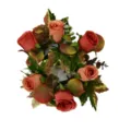 Ghirlanda di candele con foglie d'acero e rose autunnali decorazione per festa di Natale - Arancione-rosso bicolore