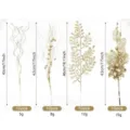 Set of four styles gold glitter Christmas floral stems and berry picks decoration - Pack of 40 / Gold