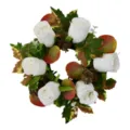 Ghirlanda di candela con rose e foglie d'acero autunnali decorazione per tavola variante - Bianco