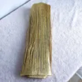 Detailed view of shimmering gold holographic laser grass for festive decorations. - 43cm / Laser Gold