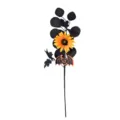 Halloween künstlicher Blumenstiel mit schwarzen Blättern, Sonnenblume und Fledermaus Deko. - Sonnenblumen-Fledermaus-Zweige 52 cm 21 g