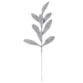 Decorative silver glitter leaf branch with nine leaves for DIY Christmas tree decor - Silver