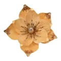 Fiore di magnolia natalizio in tessuto glitterato oro champagne per albero decorazione SKU. - Oro