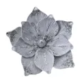 Fiore di magnolia artificiale con glitter argento per decorazione albero di Natale. - Argento