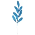Artificial blue glitter leaf branch with 9 leaves for Christmas tree decoration - Lake Blue