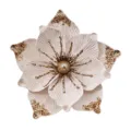 Fiore di magnolia natalizia in velluto champagne, plettro floreale glitterato, decorazione. - Champagne