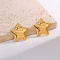 Gros plan détaillé de boucles d'oreilles étoiles dorées avec texture ondulée - Étoile Ondulée 3D (4)
