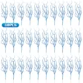 Lot de 30 branches décoratives bleues pailletées pour sapin de Noël sur fond blanc - 30 Pièces/Paquet / Bleu clair