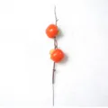 Lifelike artificial persimmon branch with two bright orange fruits for home interior decor. - 2-Head Persimmon