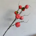 Realistic frosted red artificial persimmon branch for interior home decoration and landscaping. - 7-Fruit Square Persimmon Red