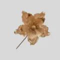 Vista dettagliata di fiore artificiale glitterato dorato, accessorio floreale scintillante - Champagne Scuro