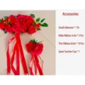 Set completo de decoración de coche de boda con rosas rojas artificiales y cintas - Juego de 13 piezas / Rojo