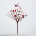 Decorative artificial branch with red heart berries and pink buds for Valentine's Day - 8Pcs Set / Pink Red Hearts