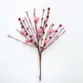 Artificial berry branch with red beads and pink heart ornaments for Valentine's Day - 8Pcs Set / Pink Heart