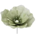 Fleur de coquelicot artificielle vert sauge avec étamines de perles pour décoration de mariage. - Vert 40cm