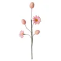 Decorative Easter floral pick with pink speckled eggs and daisies for home decor - Pink