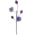 Purple artificial Easter branch featuring speckled eggs and delicate daisy flowers decoration - Purple