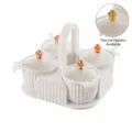 Nordic seasoning jar set with portable rack and clear lids with gold knobs - Portable Seasoning Basket White