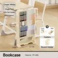 Cream white multi-layer rolling desk storage rack with wheels and pen holder - Upgraded Style With Wheels Pen Holder (SJ) / 6 Layers (70.6x36.7x9.8cm) / Cream White