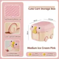 Medium ice cream pink penguin-themed trolley toy storage box with building block lid - Medium (46x31.5x28cm) / Medium Ice Cream Pink