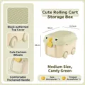 Medium candy green toy storage trolley with Lego-style lid and wheels - Medium (46x31.5x28cm) / Medium Candy Green