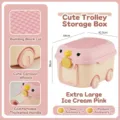 Extra large children's toy storage box cart with building block lid in ice cream pink - Extra Large Ice Cream Pink