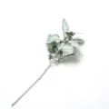 Realistic artificial flocked rabbit ear Dusty Miller leaf stem for home floral decoration - Thin Shaft / Green