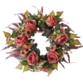 Retro European style artificial flower wreath for door and wall decoration in autumn - Red