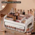 Organisateur de cosmétiques blanc de luxe avec compartiments multiples et tiroir de rangement - 1 Tiroir / Avec Grille Supérieure