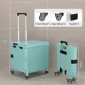 Foldable green utility shopping cart trolley with telescopic handle and dimensions - Spinner Wheels / Green