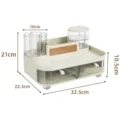 Organisateur de bureau multifonction crème avec tiroirs clairs, taille 32,5x22,5x21cm - Étagère à Une Couche