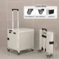 Cream white folding shopping cart with wheels and dimensions 40x36x100cm - Spinner Wheels / Cream White