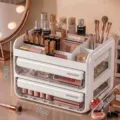 Grande boîte de rangement cosmétique blanche multicouche avec tiroirs pour coiffeuse - 2 Tiroirs / Avec Grille Supérieure