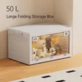 Large 50L white folding storage box with transparent front door for toy organization - Folding Box (Transparent Side Door) / Large (50L) / Clear