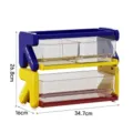 Three-tier desktop tea bag and capsule storage rack in red blue and yellow colors - Triple Layer Style / Red Blue and Yellow
