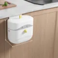 Wall-mounted white kitchen trash can with sliding lid, size 23x15.5x23cm, medium - Medium (23x15.5x23cm) / White