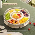 Bandeja giratoria para frutas de 6 compartimentos con tapa, 28 cm, caja hermética - Pequeño (Y6 Compartimentos) / 28x8cm / Bandeja De Frutas Giratoria Pequeña De 6 Compartimentos