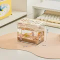 Mini-Aquarium aus Acryl für den Schreibtisch mit den Maßen 12x8x10 cm, transparent - Ohne Licht / Weiß Kleiner Stil (Mit Aufklebern)