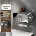 Wall-mounted starry grey toilet paper holder box with top shelf and side hooks - Stainless Steel Style / Gun Grey