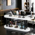 Two-tier white and black desktop display stand for action figures, 43.5cm wide shelf - 2-Tier Style / White