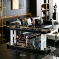 Two-tier black and white desktop display stand for action figures and collectibles 43.5x14x19cm - 2-Tier Style / Black