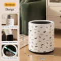 Cylindrical bow pattern trash can without lid featuring detachable inner bucket - Height 27cm Diameter 24cm / Bowknot (No Lid No Wheels PP)