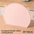 Double-sided pink TPU cutting board in a D-shape design, measuring 35x29cm for kitchen use - 35x29cm / Pink