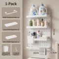 White bathroom wall-mounted pegboard organizer set with multiple storage boxes. - 33X51 One Board Set B / 33x51cm